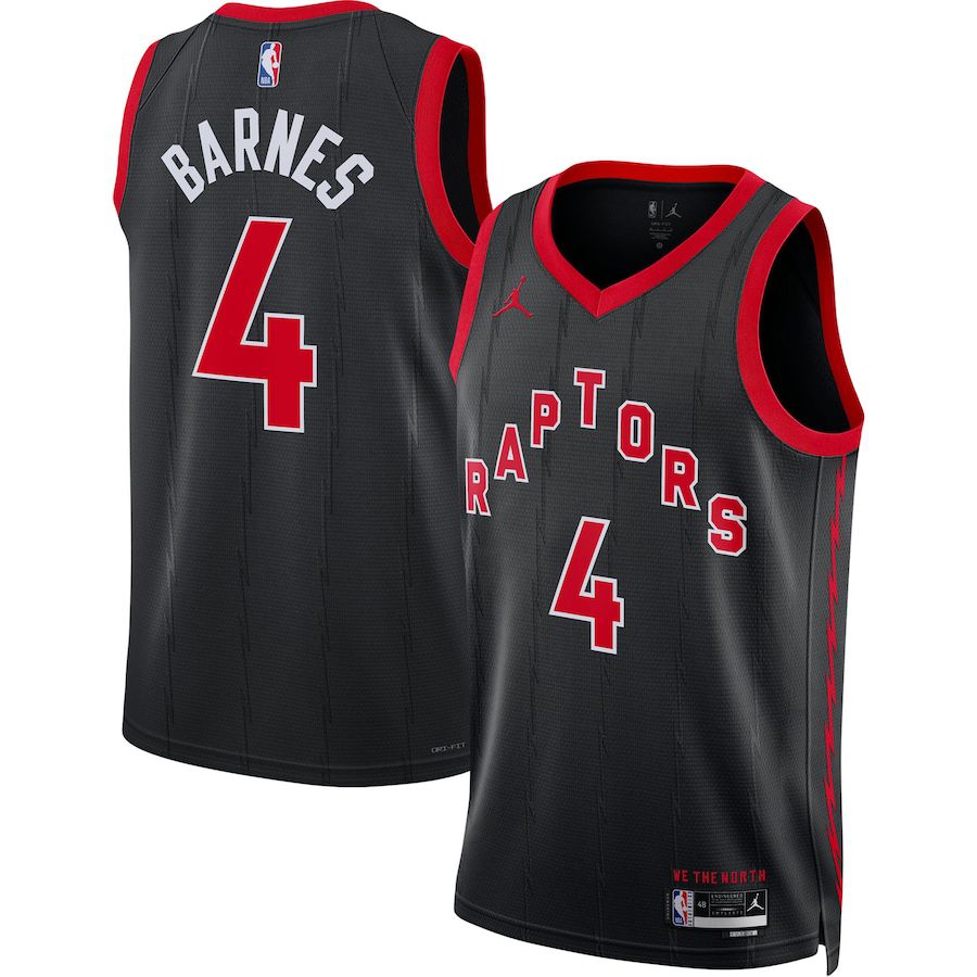 Men Toronto Raptors #4 Scottie Barnes Jordan Brand Black 2022-23 Statement Edition Swingman NBA Jersey->customized nba jersey->Custom Jersey